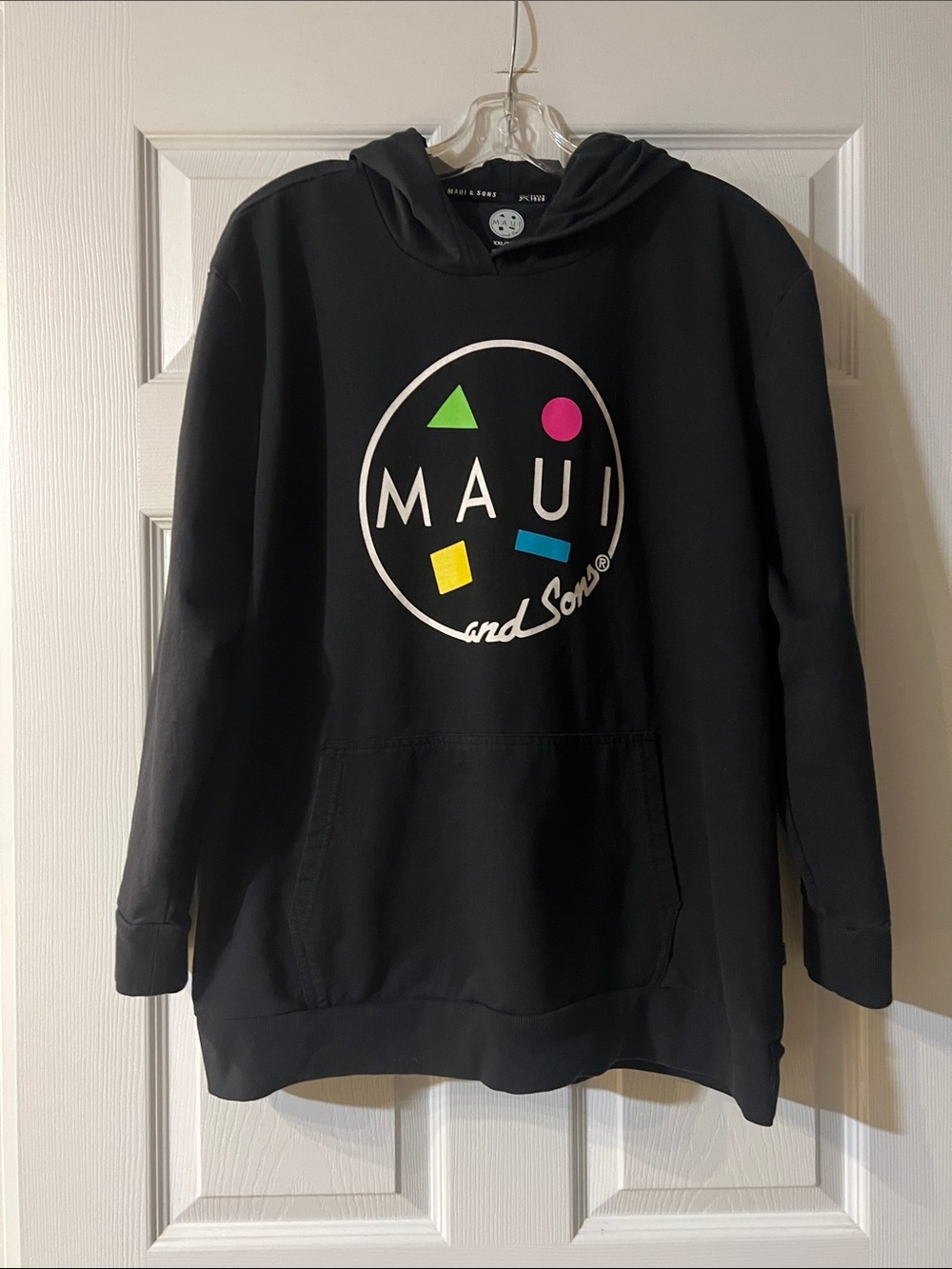 Maui and Sons Black Hoodie with Geometric Logo